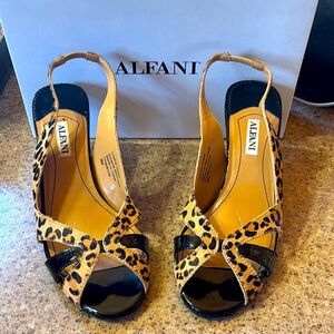 Alfani Women's Leopard Print and Black‎ Slingback Heels